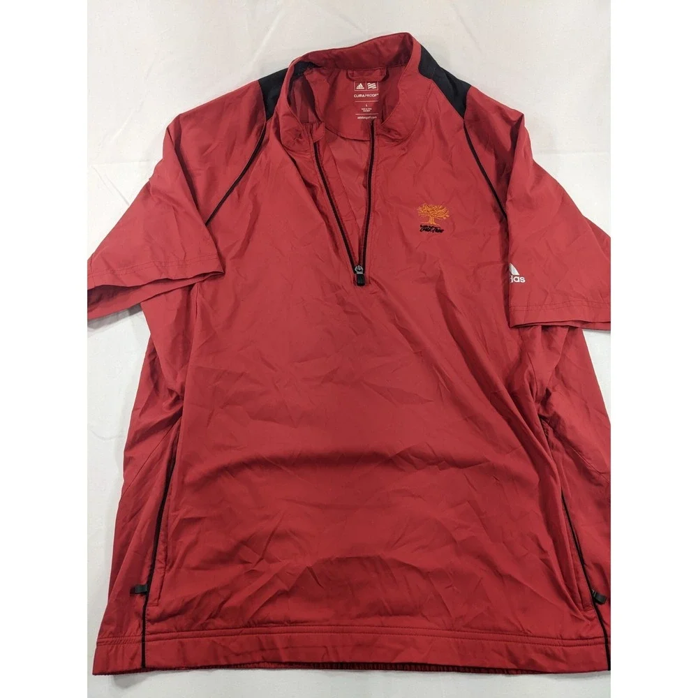 Adidas Golf Climaproof Red 1/4 Zip Short Sleeve Wind Jacket Oak Tree Golf Club L